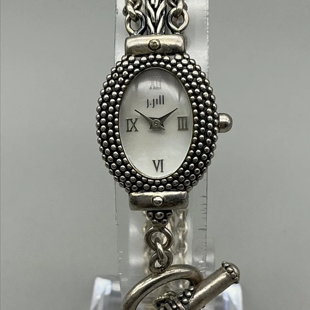 J. Jill Womens Watch 18mm MOP Dial Silver Tone Beaded 10260 New Battery 7.5
